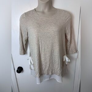 Anthropologie Pebble and Stone Cream Tiered Top Size Large # 1657